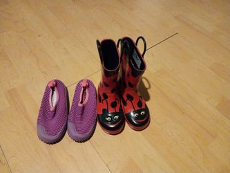  Purple Water Shoes And  Ladybug Rainboots!