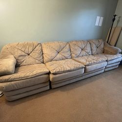 128-inch Sectional Couch with Pull Out Sofa Bed (Full) and Recliners - Great Condition
