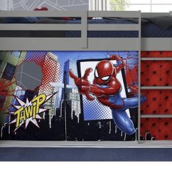Twin/Full Bunk Bed W/Spider Man Cover 