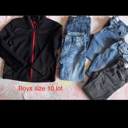 Boys size 10 jeans lot and jacket 6pc 
