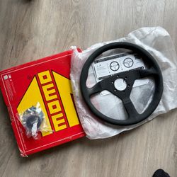 MOMO Motorsport Montecarlo Alcantara Steering Wheel Black Alcantara Grip Brushed Anodized Spoke - Black Stitch