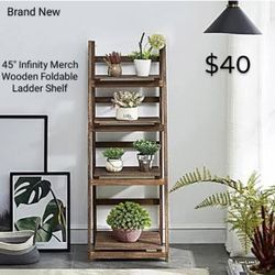 Brand New 45" Infinity Merch Wooden Multifunctional Foldable Ladder Shelf 