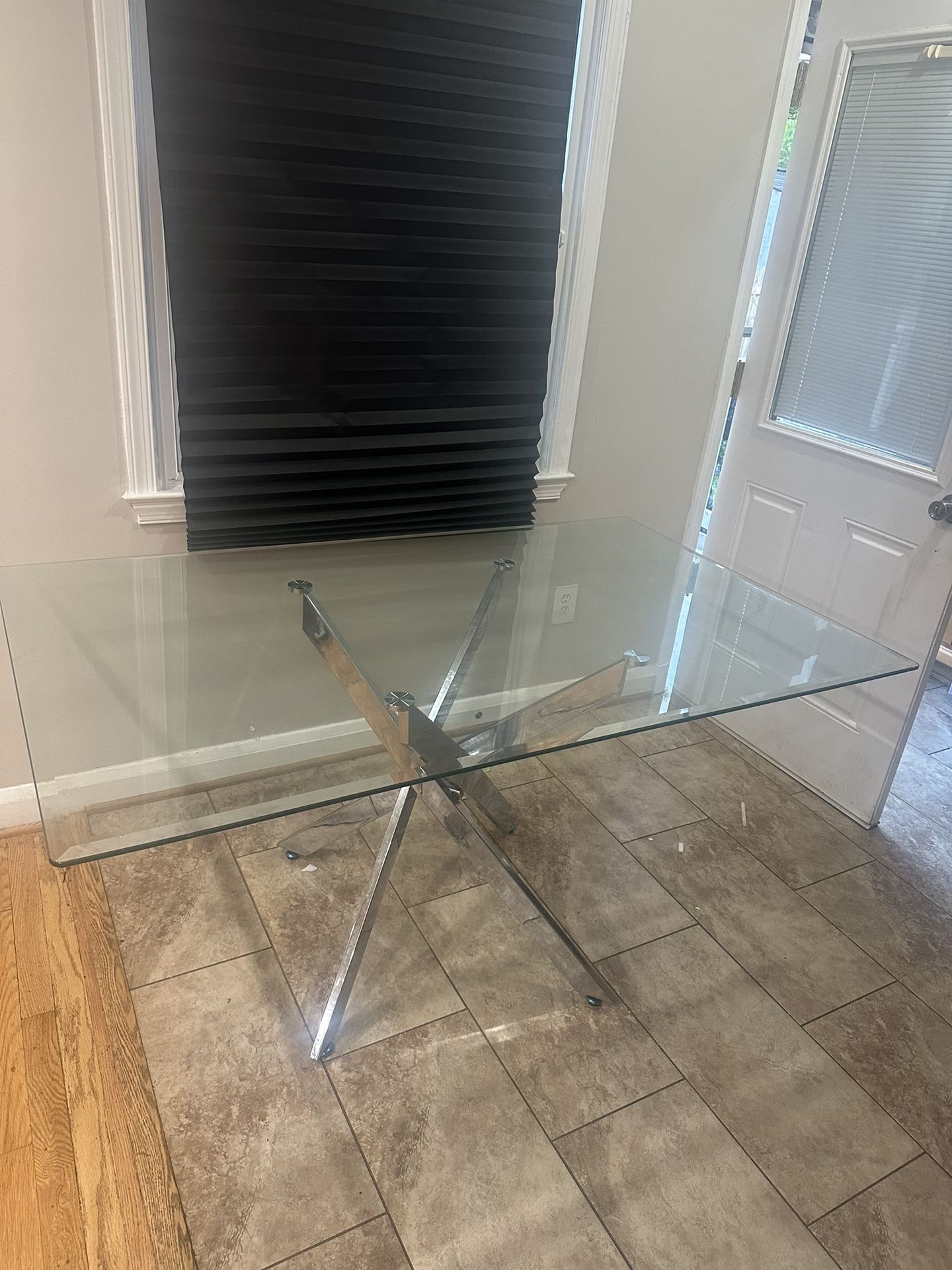 Glass Table With Silver Legs 