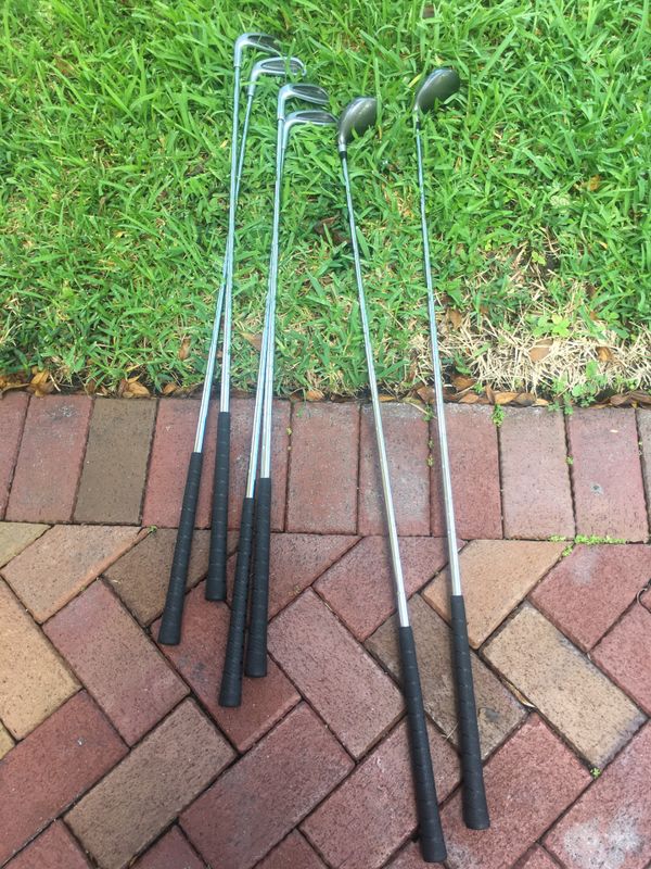 Set of five men’s left handed Foremost golf clubs. 6, 7, 8 and 9 irons