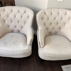 2 White Armchairs