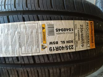 1 NEW TIRE CONTINENTAL PROCONTACT P235/40/19 NEW TIRE