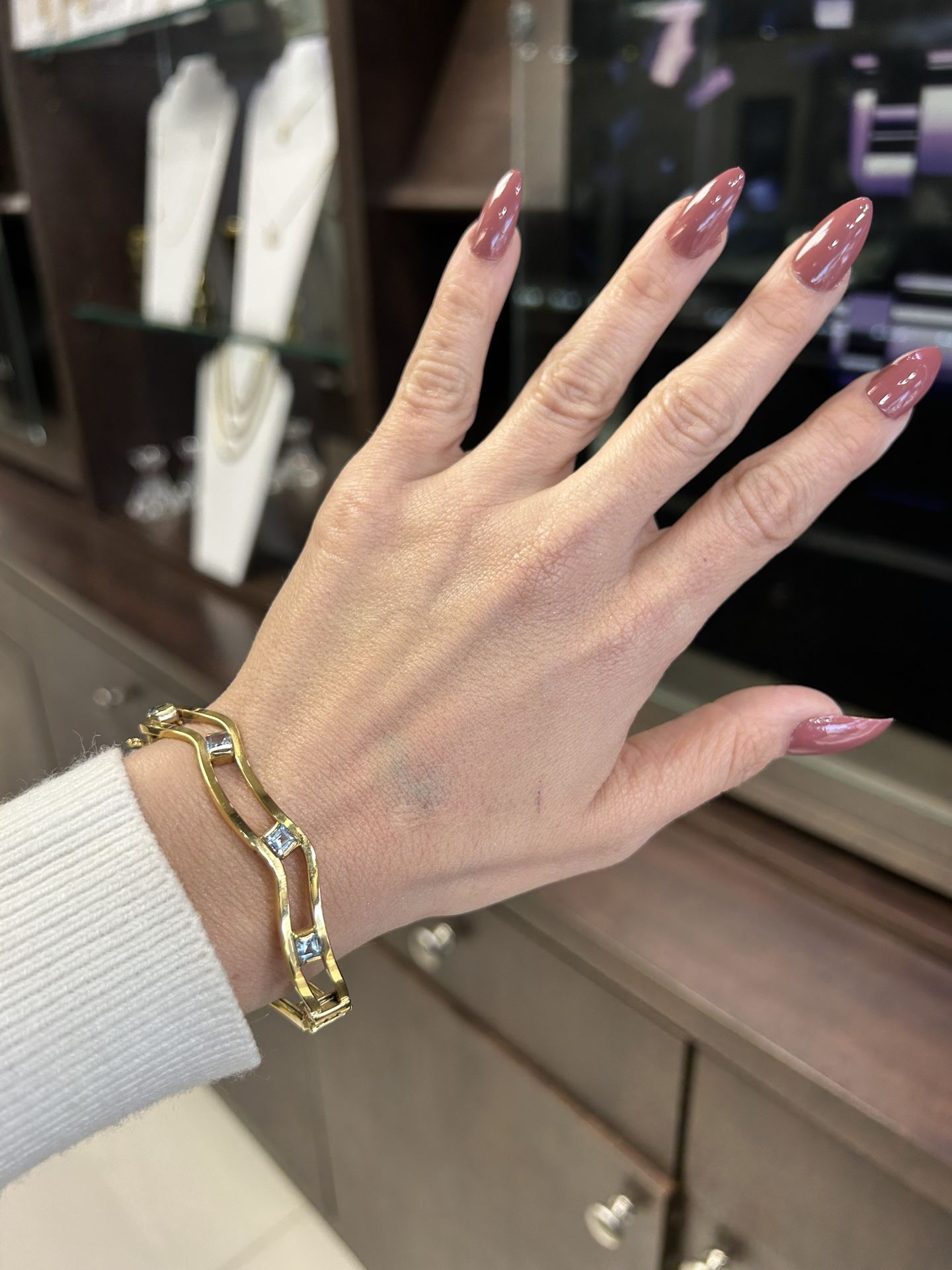Bracelet Yellow Gold 14k. Aquamarine