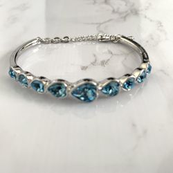 White Gold Plated Heart Shape Bracelet Made with Blue Swarovski Elements Crystal  Brand new. NOT a Swarovski brand.   Bundle and Save!      From a smo