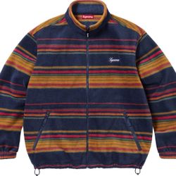Supreme Stripe Zip Up Fleece Jacket Size  XL