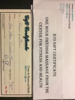 70 Dollar Value. One Hour Swedish Massage