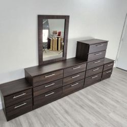 Dresser Whit Miercoles,  Chest And 2 Nightstands - Cómoda Con Espejo , Gavetero Y 2 Mesitas De Noche 