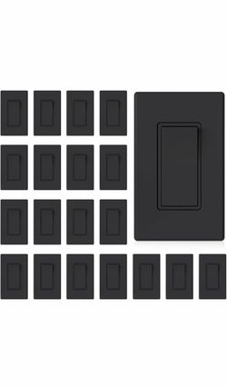 ELEGRP Matte Black Single Pole Decorator Light Switch, 15Amp 120-277V, Paddle Rocker Switch Wall Switch Replacement, Self-Grounding, Residential Grade
