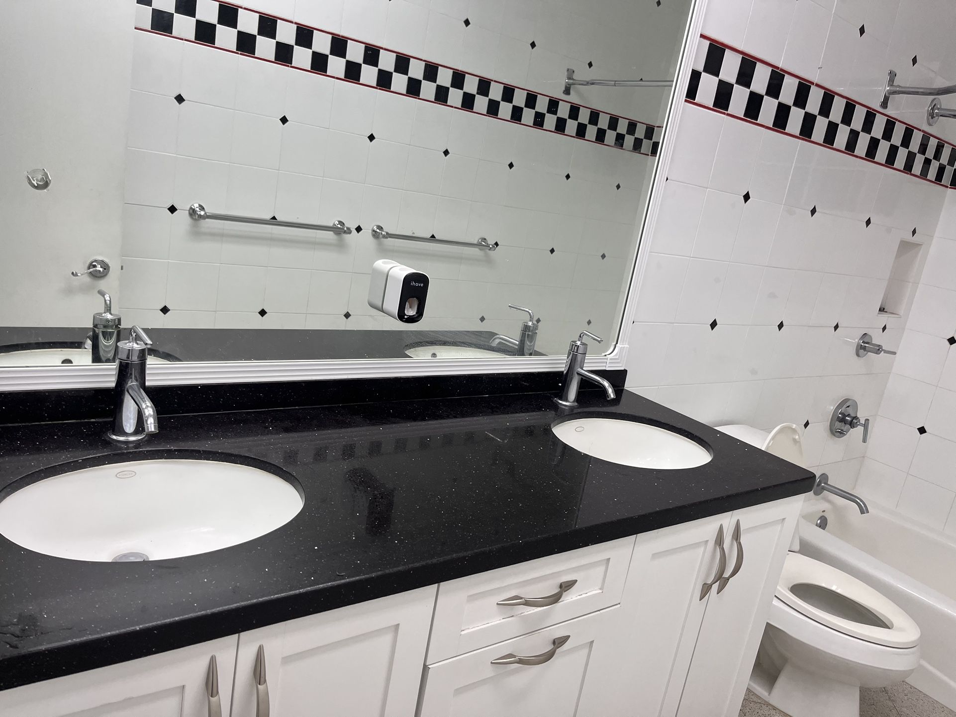 Black Galaxy Quartz Double Sink Countertop