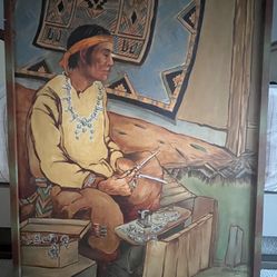“Santa Fe Indian Making Jewelry” Oil Painting 32” X 40” (price OBO)