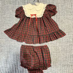 Vintage Christmas Plaid Dress set