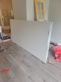 12 sheets of sheetrock all is 8 ft long, 7 sheets 1/2 inches, 4 sheets 3/8 , 1 sheets 5/8.