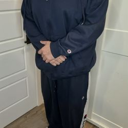Champion, Big & Tall Fleece Set, Hoodie 2XL + Sweatpants 3XLT, Blue. 
