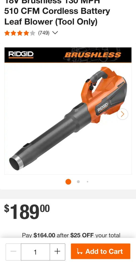 Ridgid 18volt Leaf Blower. Tool Only New In Box