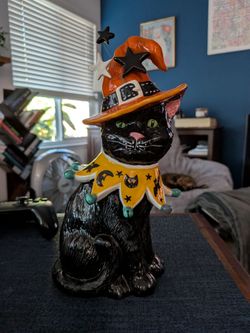 Blue Sky  Cat w/ Witch Hat