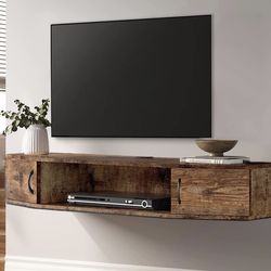 FITUEYES Wall Mounted Floating TV Stand, 41.7 Inch Multimedia Console with Cabinet and Hidden Storage, Entertainment Center for Living Room and Bedroo