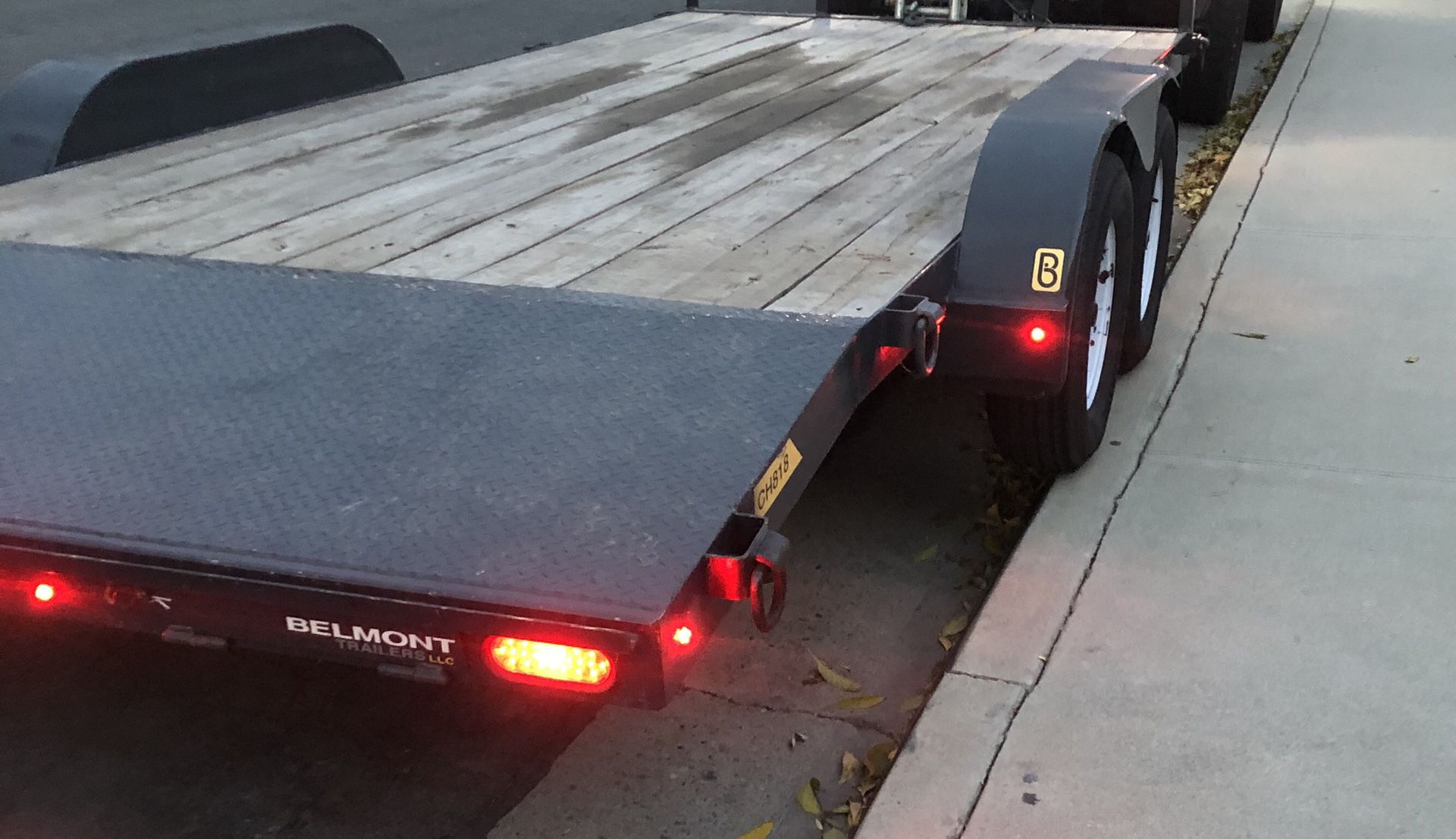 Belmont 82"X18' Deck over 7K car hauler,slide out ramps, 5k drop leg jack LED lights