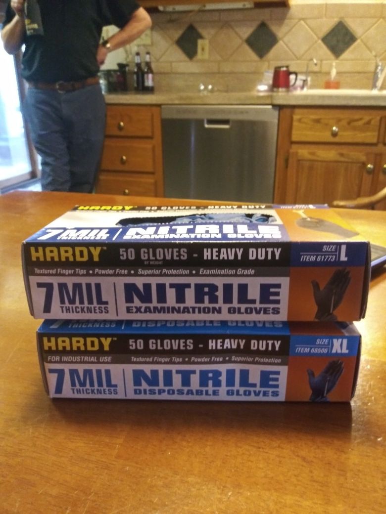 Hardy 7 mil nitrile gloves one extra large one large five bucks a box firm on price
