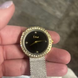 Silver And Black Designer Watch 