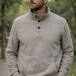 G.H. Bass & Co. Sweater, Mens Medium, Tan, Pullover, Quarter Button