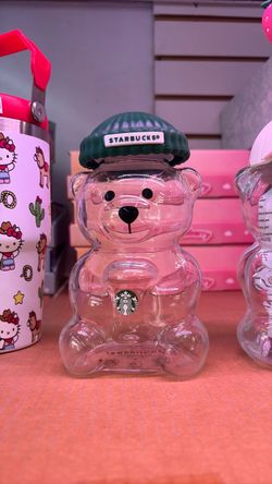 Starbucks Bear Glass Cup with Lid