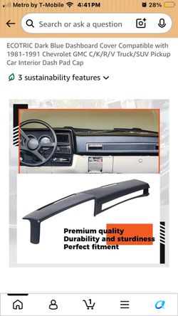 Dark Blue Dashboard Cover Compatible with 1(contact info removed) Chevrolet GMC C/K/R/V Truck/SUV Pickup