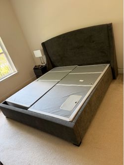 Felted dark gray bed frame
