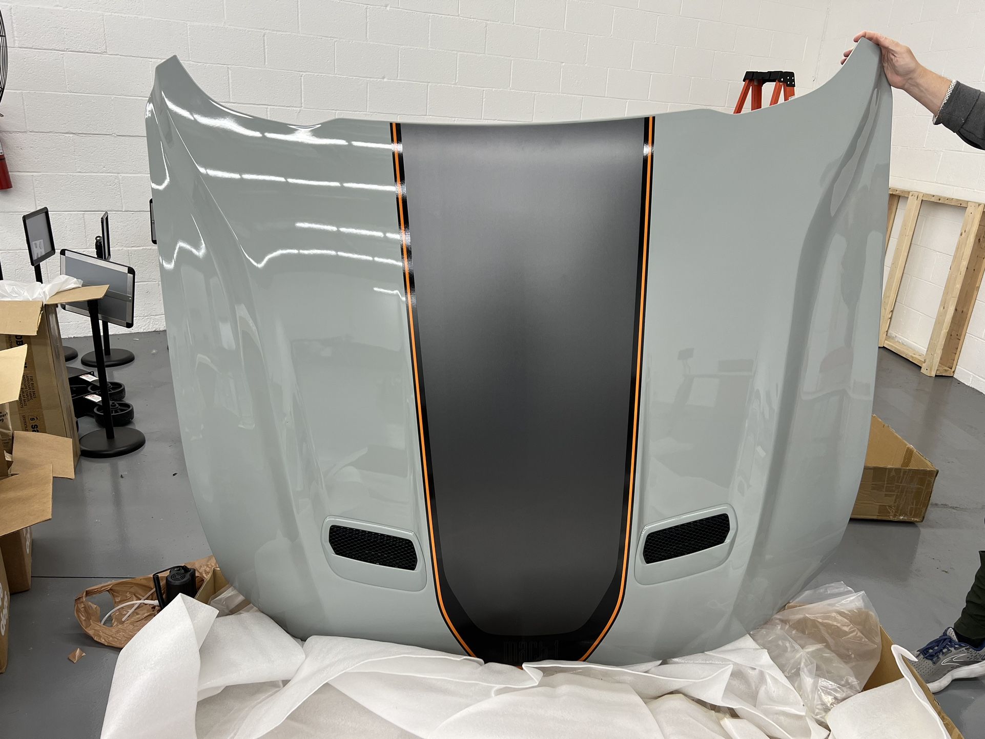 2021 Mustang Mach 1 Hood Fighter Jet Gray