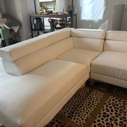 White Fake Leather Couch 