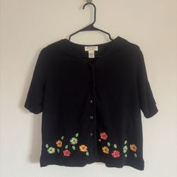 Black Embroidered Cardigan