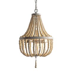 NIB 3 light wood beaded chandelier