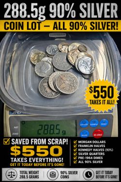 288.5g 90% Silver Coin Lot Morgan Franklin Kennedy Dimes Quarters