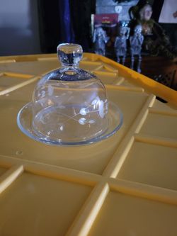 Vintage Princess House Glass Butter Dish with Etched Floral Dome