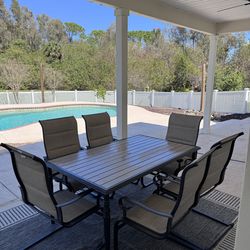 Aluminum Patio Table with 6 chairs