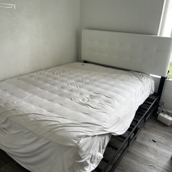 Queen bed with frame and head board 
