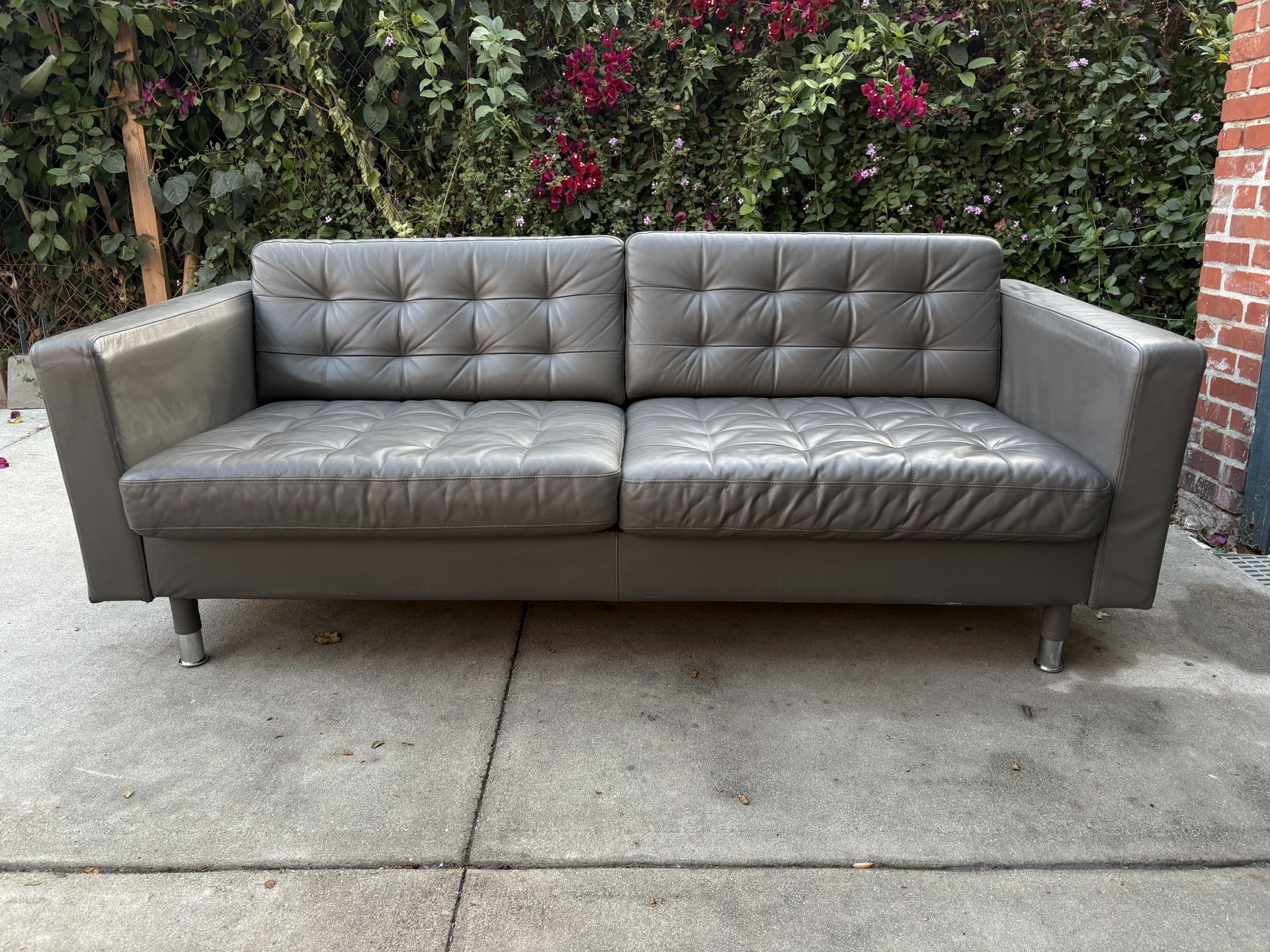 Ikea Grey Leather Couch FREE DELIVERY