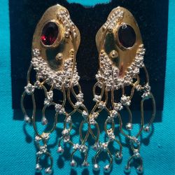 YE5 925 Sterling Silver Garnet Earrings