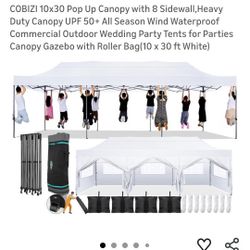 10 /30 foot pop up canopy with 8 sidewalls heavy duty construction 
