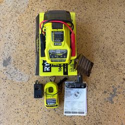 RYOBI ONE+ 18V Cordless 1600A Jump Starter with LED Work Light Kit with 2.0 Ah Battery and Charger