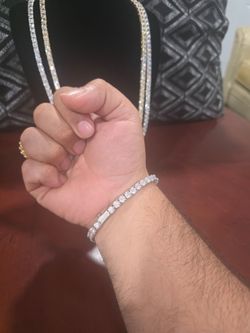 8 inch 5mm moissanite bracelet men