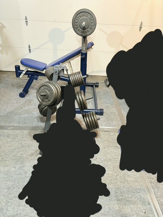 1 Inch Adjustable Bench Press, Barbells, Dumbbells And Plates