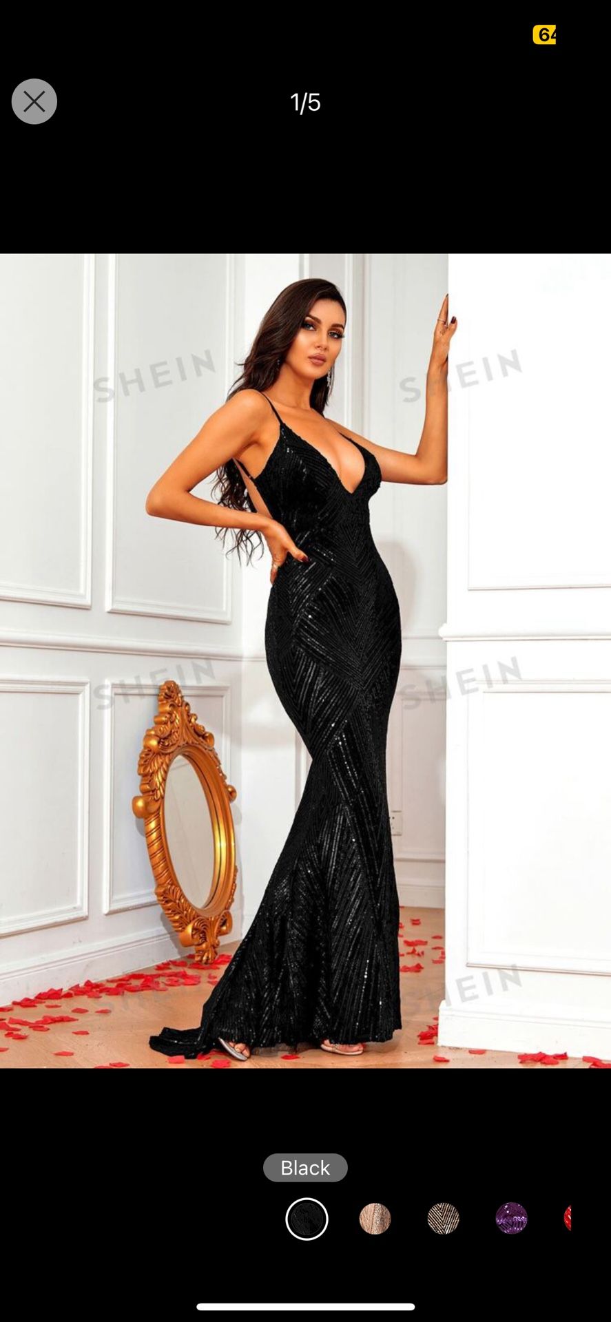 Open Back Mermaid Hem Sequin slip Formal Dress 