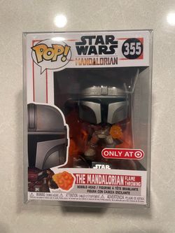The Mandalorian Flamethrower Funko Pop *MINT* Target Exclusive Star Wars 355 with protector Flame Throwing