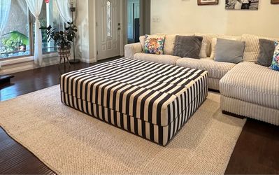 Huge Oversized Nautically Striped Statement Ottoman - Excellent Condition