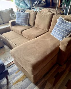 Tan Sofa Sleeper Sectional Sofa with Storage Chaise