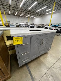  New Galya 42 Inch Contemporary – Modern Bathroom Vanity, Cabinet, Top Gray